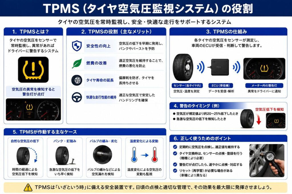 TPMS(タイヤ空気圧監視システム)の役割